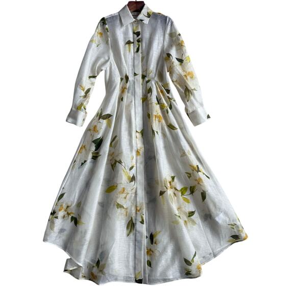 Zimmermann Ivory Magnolia Harmony Draped Shirt Dress - Picture 2 of 8